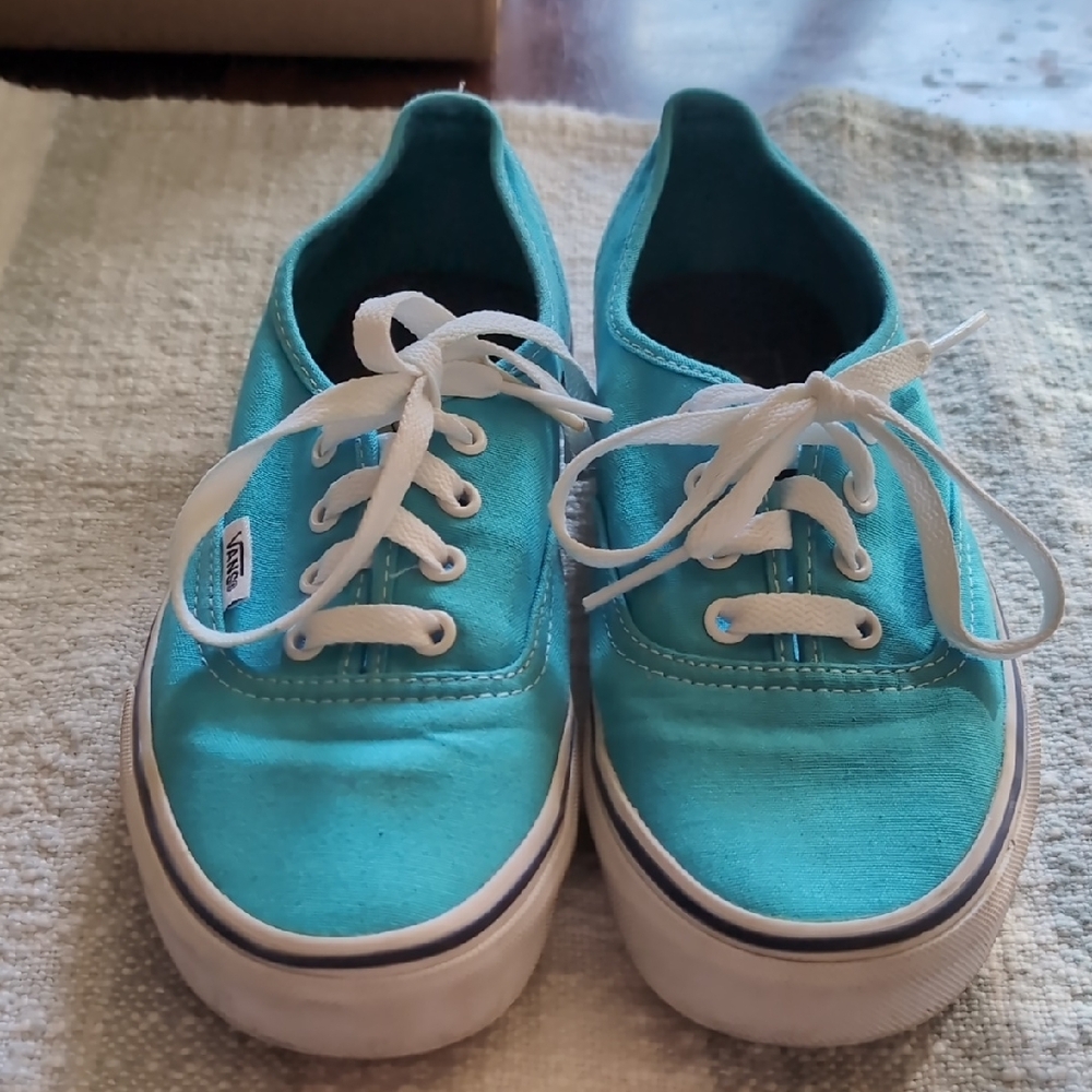 Vans Blue and White Canvas Sneakers Classic Lace-Up - Picture 11 of 12